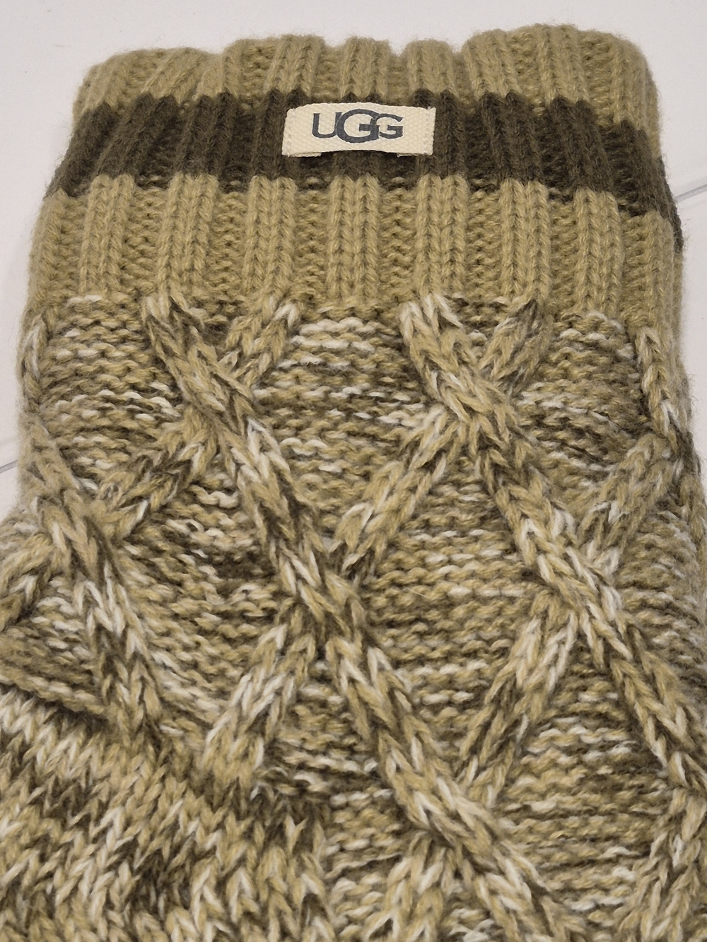 UGG Cable Knit Sock Slippers Rubber Tread